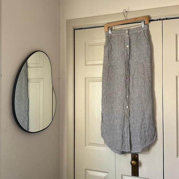 Antibes Blanc Dresses & Skirts - Antibes Blanc Linen Button-Front Maxi Skirt - Striped